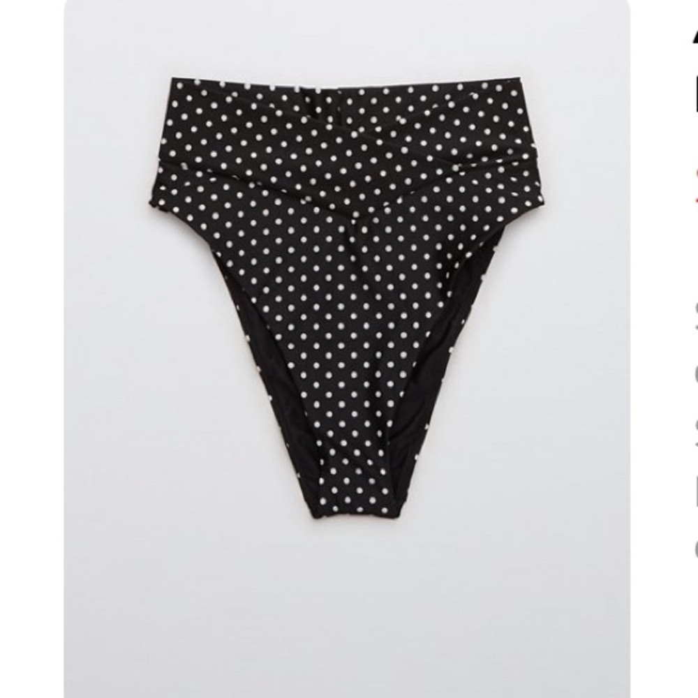 Aerie Printed Crossover High Cut Cheeky Bikini Bottom | L | polka dots